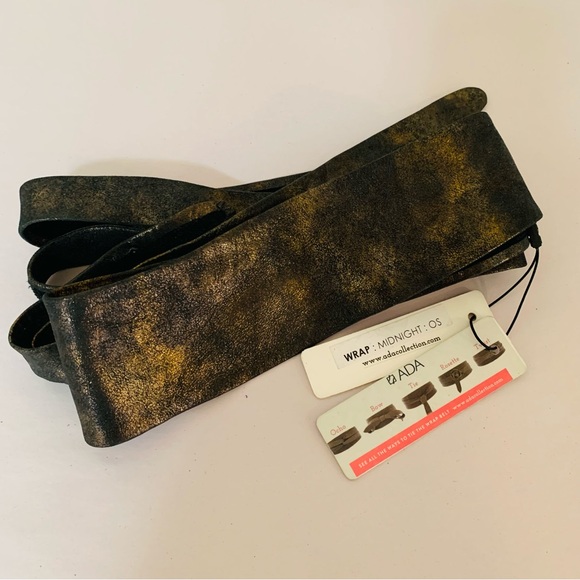 ADA Leather Wrap Belt in Midnight black gold NWT - Picture 2 of 7